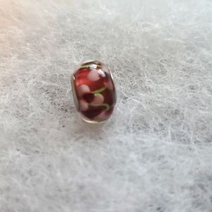 Glass and floral charm for pandora